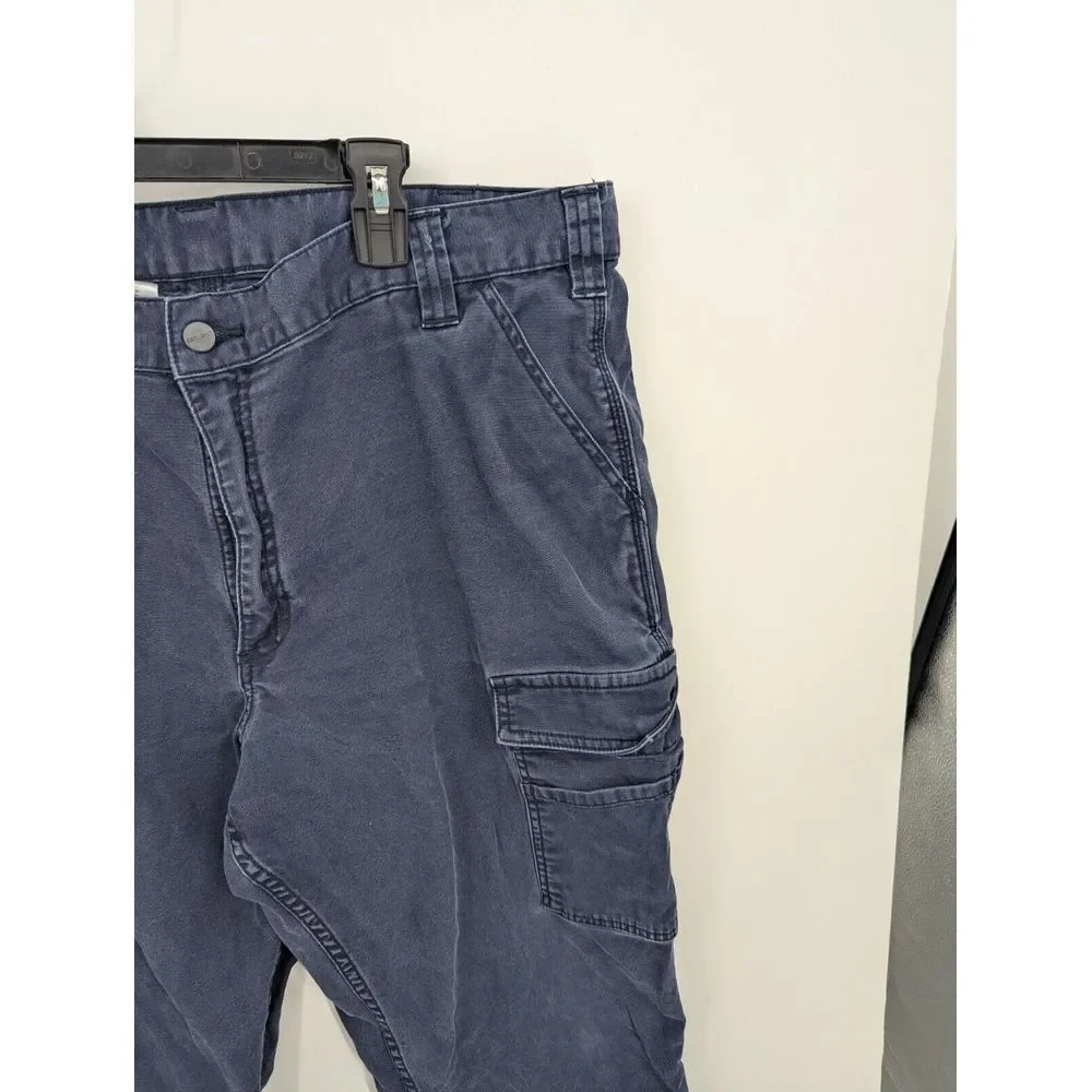 Carhartt FR Flame Resistant CAT 2 Pants 40x29 Navy Blue Canvas Workwear Pockets